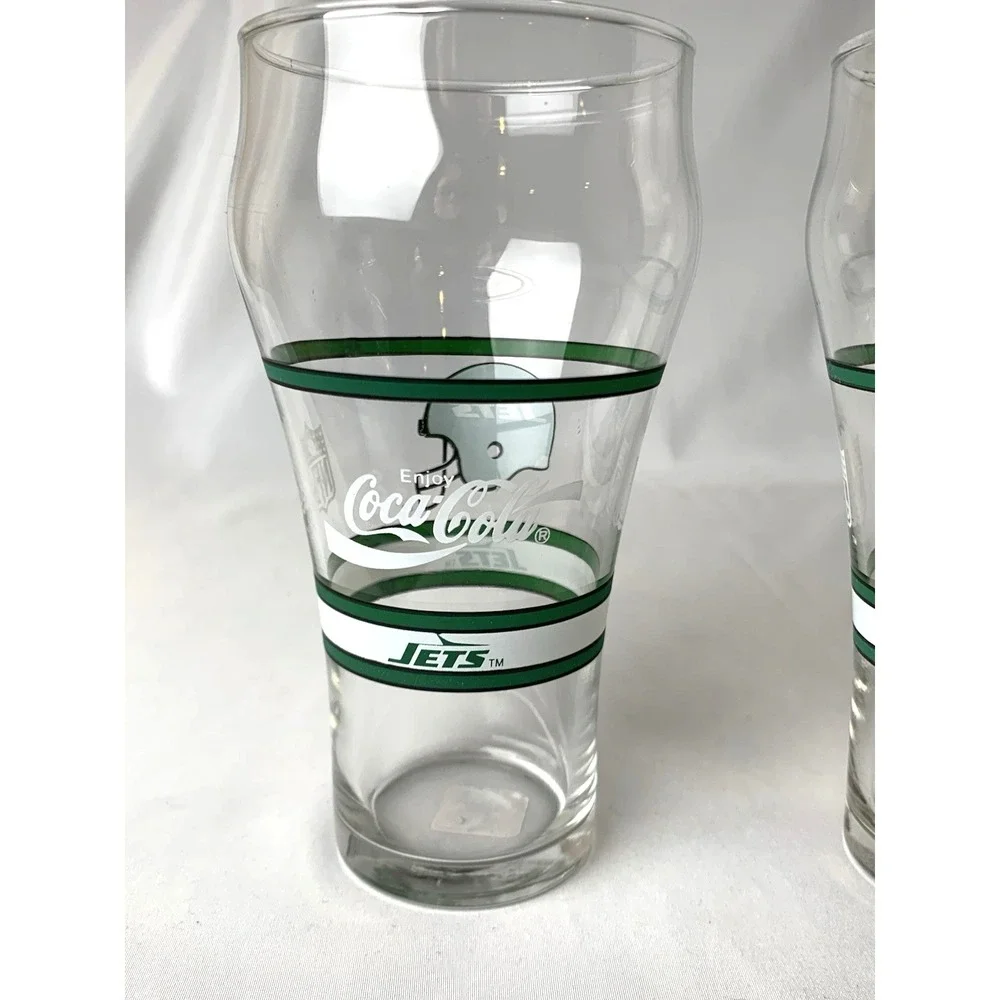 New York Jets NFL Drinking Glass Coca Cola Set of 2